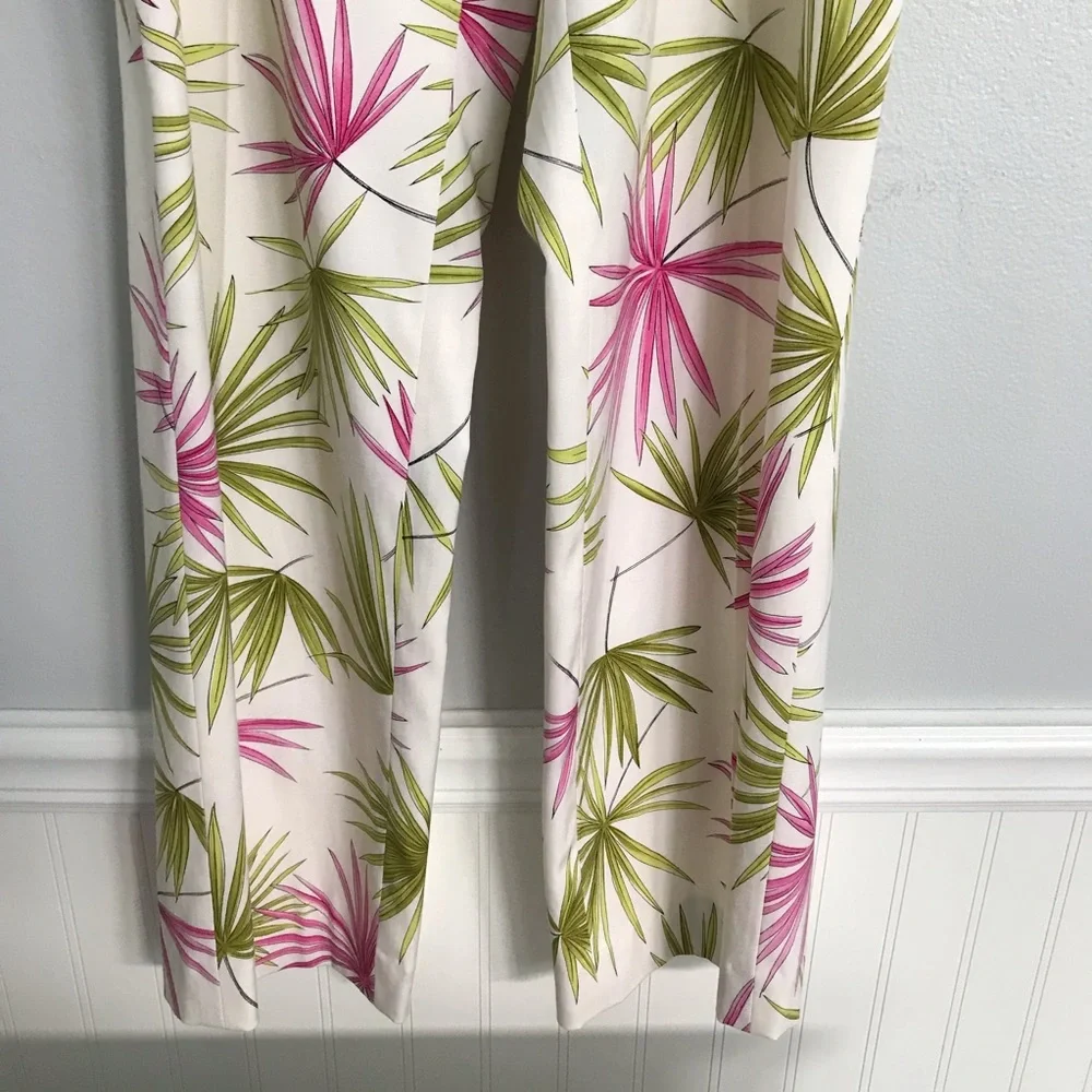 Talbots Women’s Tropical Leaf Print Silk Blend Pants size 8